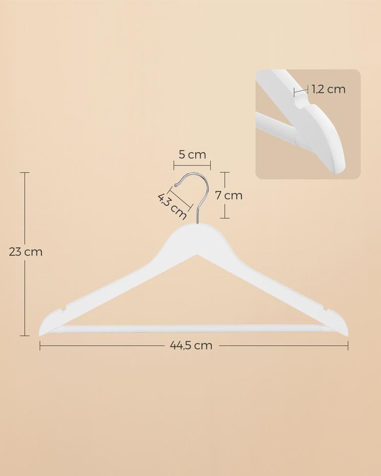 MOONCEE 20 PCs White Wooden Hangers - Non Slip Wood Clothes Hanger for Suits, Pants Hanger, 360° Swivel Hook Heavy Duty Clothing Hanger Set - Coat Hangers for Closet (White-20 Pack) - Image 4