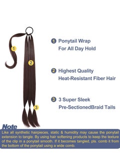 KASTWAVE Ponytail Extension, 80 cm Long Braided Ponytail Extension with Hair Tie Straight, Natural Soft Synthetic Hair Piece for Women Daily Wear  - Image 2
