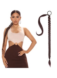 KASTWAVE Ponytail Extension, 80 cm Long Braided Ponytail Extension with Hair Tie Straight, Natural Soft Synthetic Hair Piece for Women Daily Wear  - Image 1