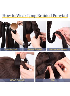 KASTWAVE Ponytail Extension, 80 cm Long Braided Ponytail Extension with Hair Tie Straight, Natural Soft Synthetic Hair Piece for Women Daily Wear  - Image 5