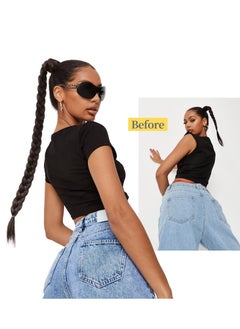 KASTWAVE Ponytail Extension, 80 cm Long Braided Ponytail Extension with Hair Tie Straight, Natural Soft Synthetic Hair Piece for Women Daily Wear  - Image 3