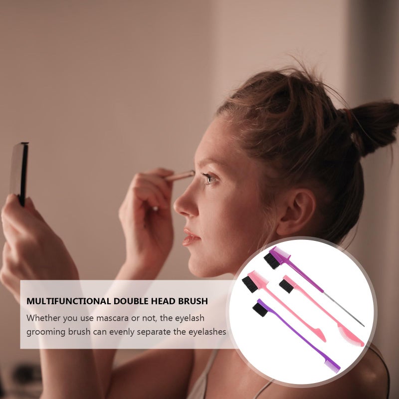4Pcs Dual Ended Eyebrow Comb And Eyelash Brush Set Random Color For Precise Styling - Image 4
