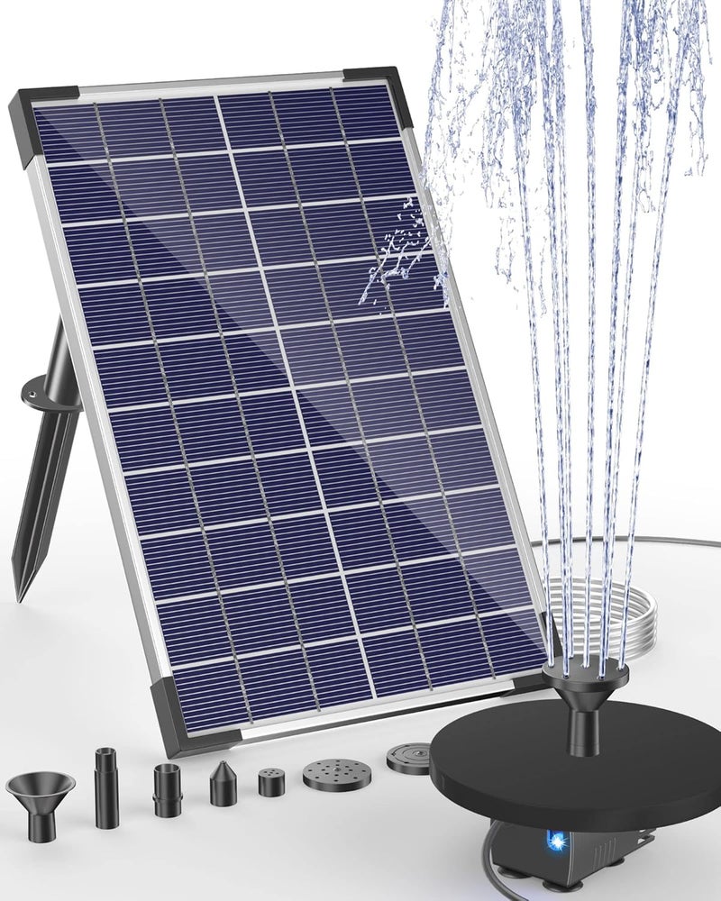 Biling Solar Water Pump for Bird Bath, 6.5W Solar Panel Kit Outdoor Solar Fountain with DIY 5ft Tubing for Small Ponds Garden and Pool - Image 1