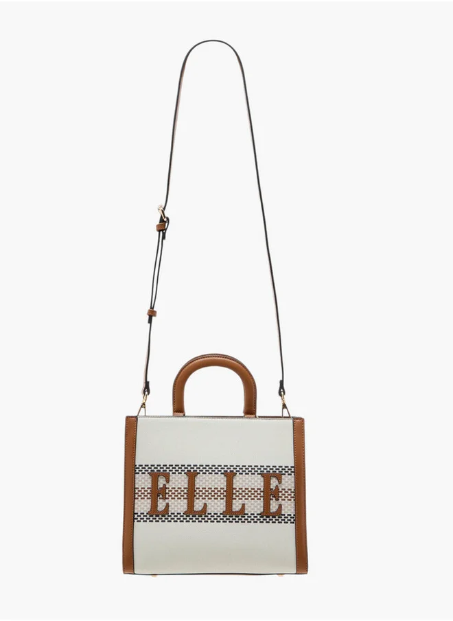 ايل Women's Logo Detail Tote Bag with Double Handle and Zip Closure