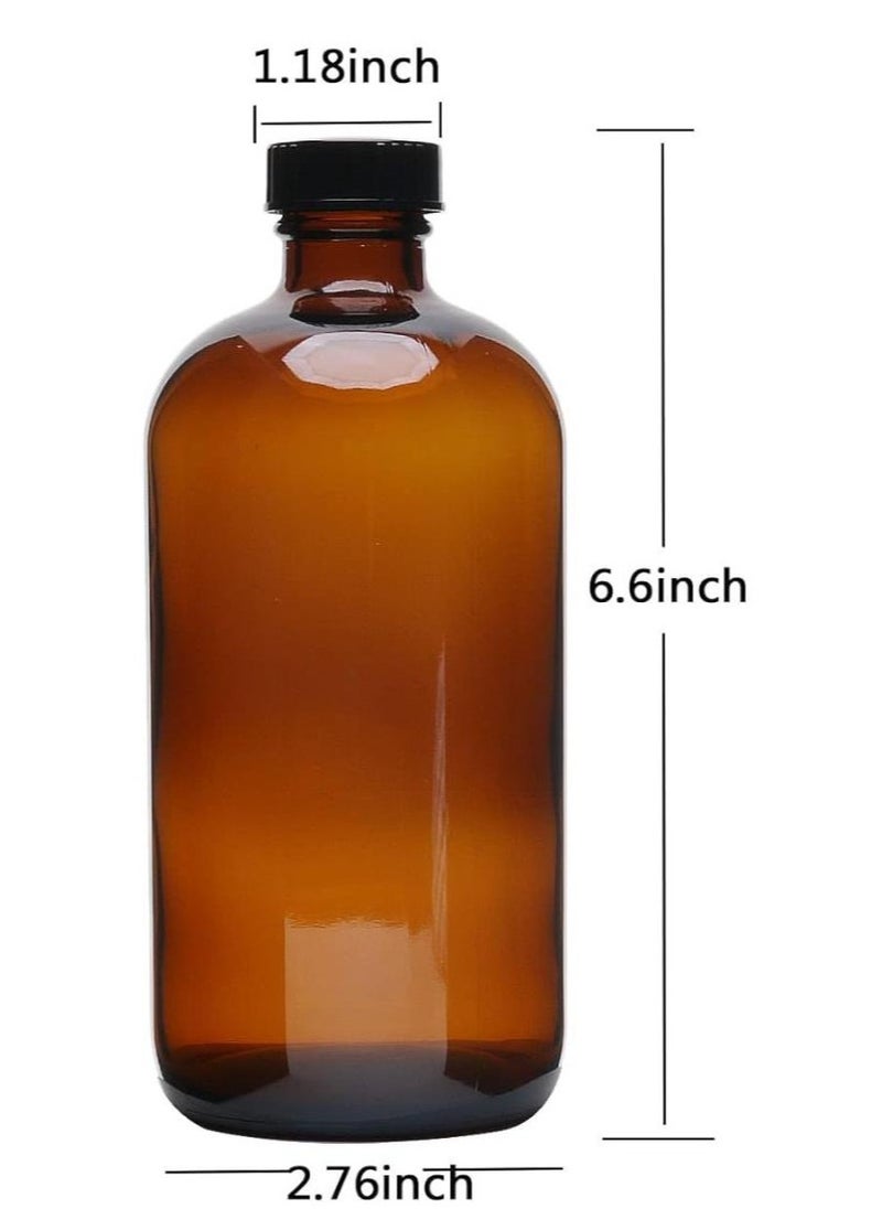 FUFU - 2pcs 16oz Brown Glass Boston Round Bottles with Air Tight Seal Phenolic Poly Cone Caps.Perfect Glass Containers for Secondary Fermentation,Storing condiment - Image 1