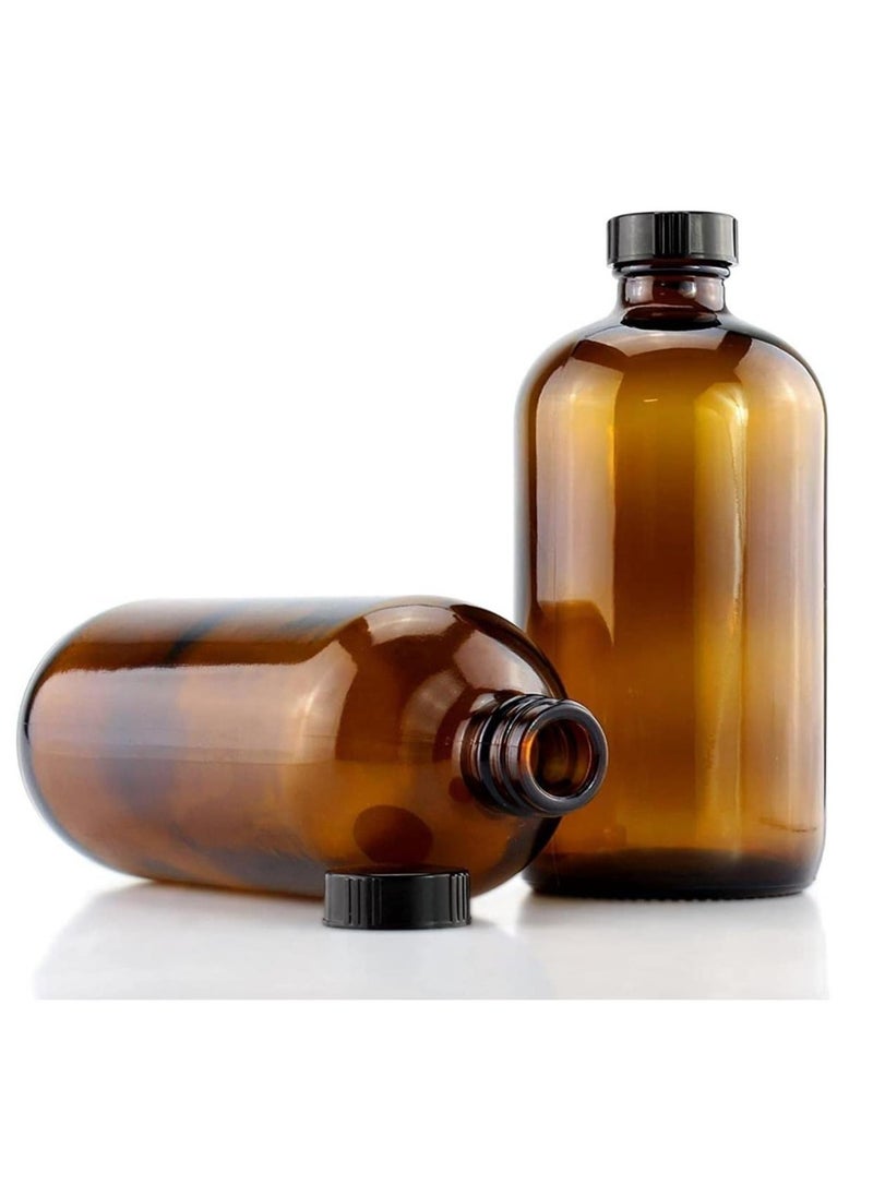 FUFU - 2pcs 16oz Brown Glass Boston Round Bottles with Air Tight Seal Phenolic Poly Cone Caps.Perfect Glass Containers for Secondary Fermentation,Storing condiment - Image 1