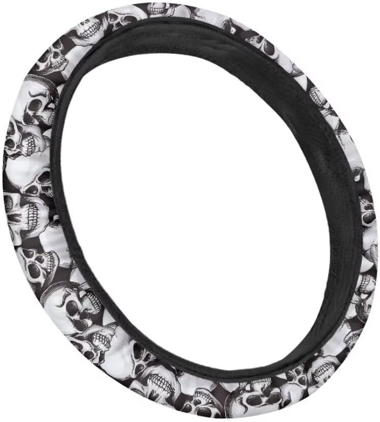 Car Steering Wheel Cover for Women and Men,Non-Slip Breathable Steering Wheel,Universal 14.5"-15" Fit for Cars and SUVs(Sketch Skull) - Image 3