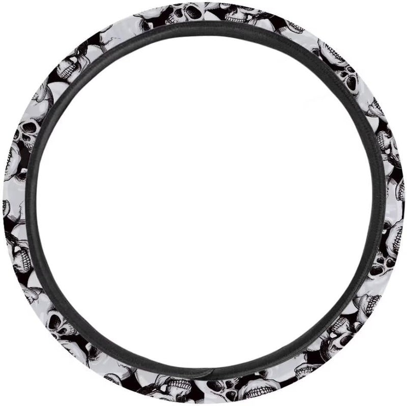 Car Steering Wheel Cover for Women and Men,Non-Slip Breathable Steering Wheel,Universal 14.5"-15" Fit for Cars and SUVs(Sketch Skull) - Image 2