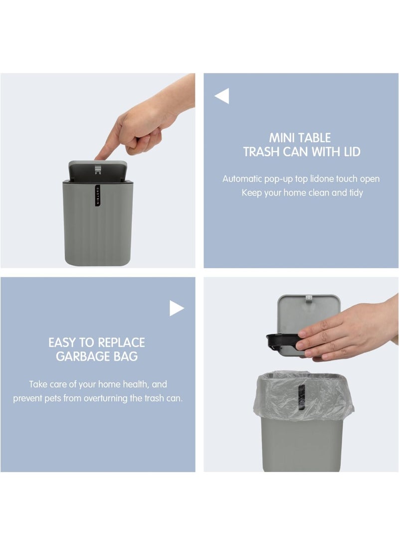 Bathroom Accessories Set 4 Piece Bath Ensemble Includes Trash Can, Soap Dispenser, Toothbrush Holder, Toothbrush Cup for Decorative Countertop and Housewarming Gift, Grey (BA021) - Image 5