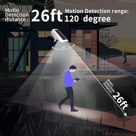 Jenibri 1Pcs Solar Security Camera Fake Solar Powered Sensor Light 77 LED Street Spotlight Solar Lamp Outdoor Garden Light Wall Lamp Fake Camera with Light CCTV Dome Camera Security System - Image 4
