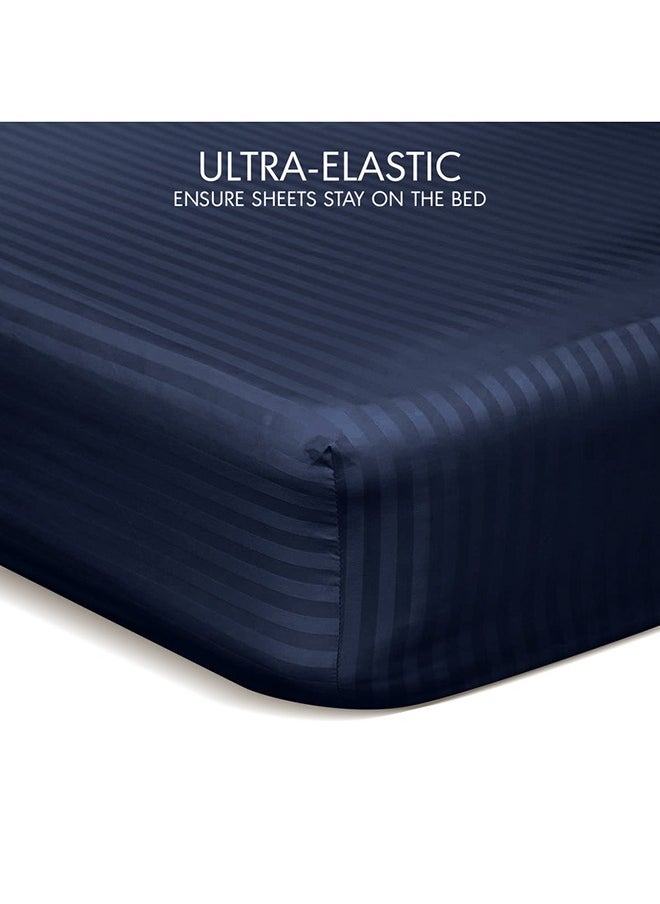 Hotel Linen Klub Hotel Linen Klub  Reversible Down Alternative Comforter  Set -Ultra Soft Brushed Stripe Microfiber Fabric, 200GSM Soft Fibersheet Filling, Size : King  240 x 260cm , Color: Navy Blue & Dark Grey  - Image 5