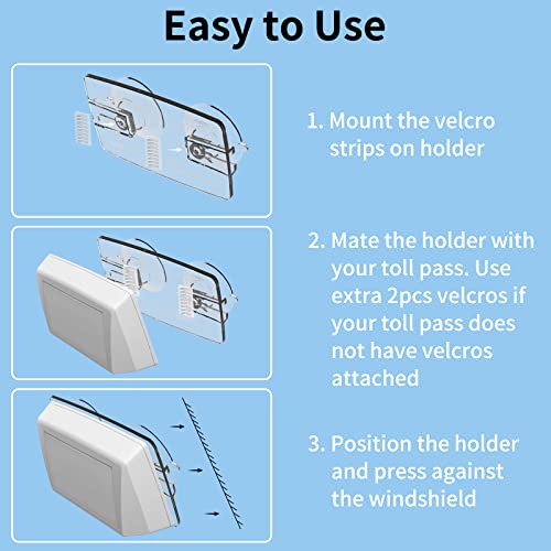 Allinko EZ Pass Holder for Windshield, Fits Most US States Toll Pass, Visor Accessories, Easy to Install and Remove, with Strong Suction Cups & 4pcs Mounting Strips, Holder for IPass, FasTrak, SunPass - Image 4