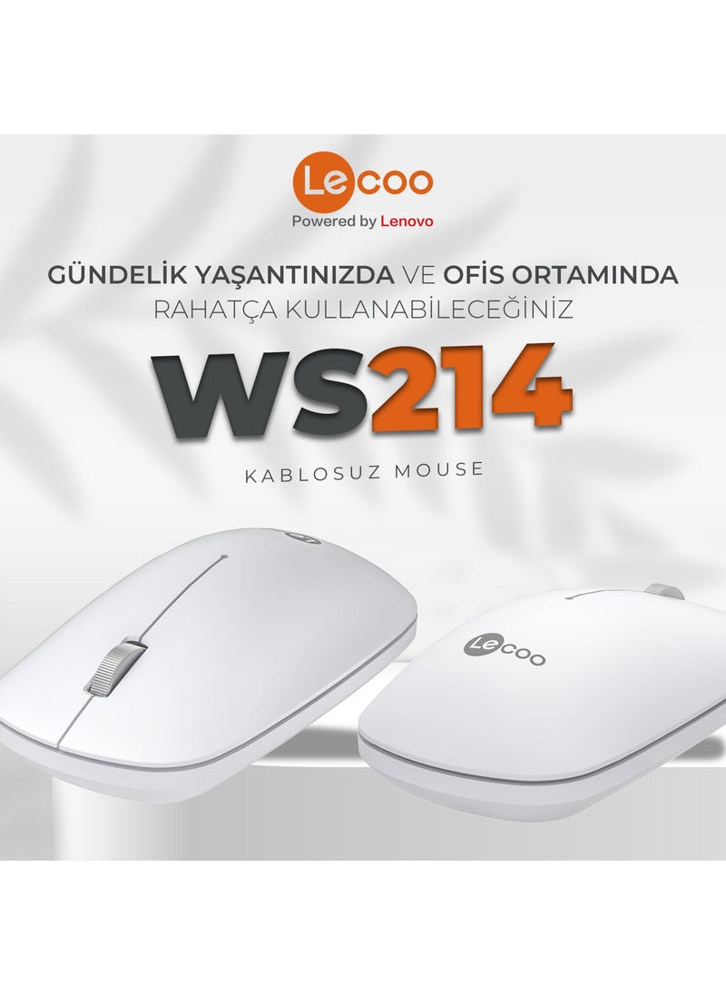 lecoo - WS214 1200 DPI 4 Button Wireless Mouse White - Image 1