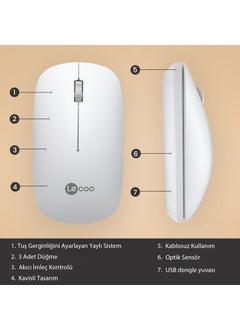lecoo WS214 1200 DPI 4 Button Wireless Mouse White  - Image 4
