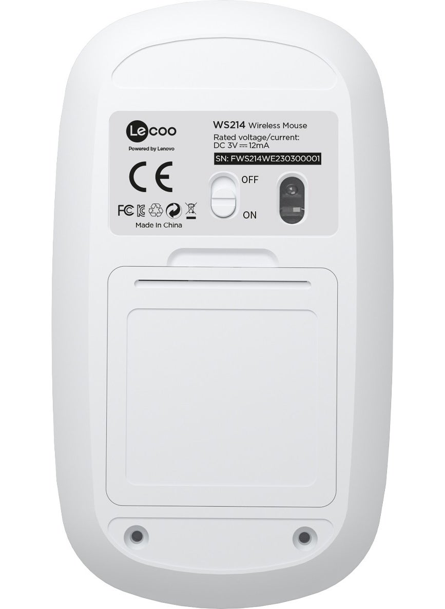 lecoo - WS214 1200 DPI 4 Button Wireless Mouse White - Image 1