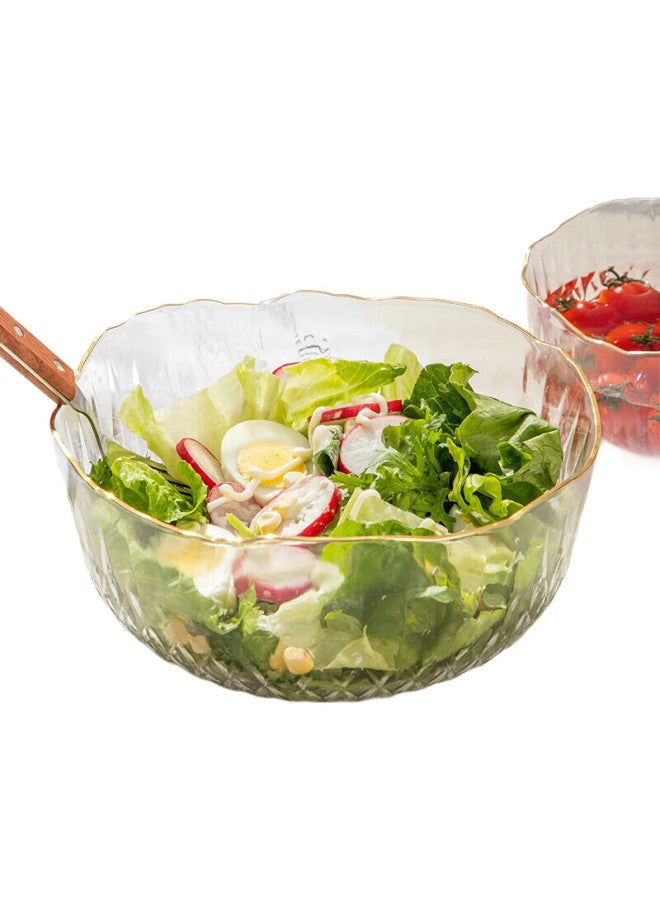 Caizhi Style Ribbed Gold-Rimmed Fruit Bowl Salad Bowl For Home Use, Living Room Coffee Table Snack Plate, Transparent Cz6774 - Image 3