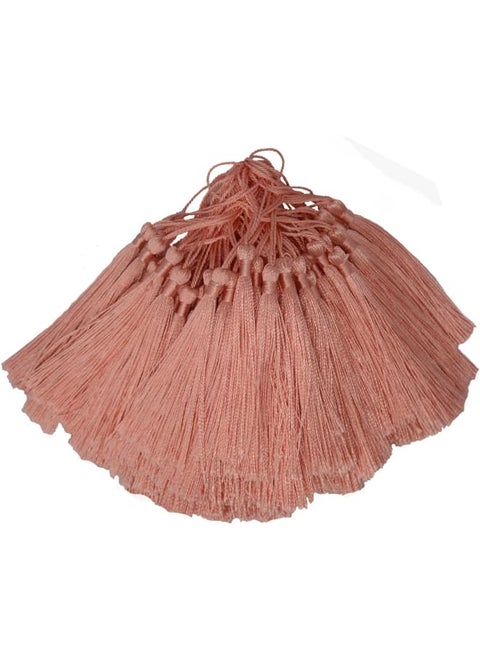 100pcs 13cm/5 Inch Silky Floss Bookmark Tassels with 2-Inch Cord Loop and Small Chinese Knot for Jewelry Making, Souvenir, Bookmarks, DIY Craft Accessory (Pink Orange)