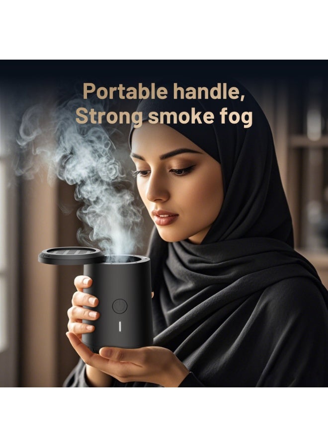 BlueFire Modern Charcoal Black Electric Bakhoor Burner | OUD Bukhoor Incense Diffuser for Home, Car & Hotel | Long-Lasting Aroma with Type-C Rechargeable Fan & Rapid Heating 450-620°C | Portable Luxury Scent Experience - Image 5