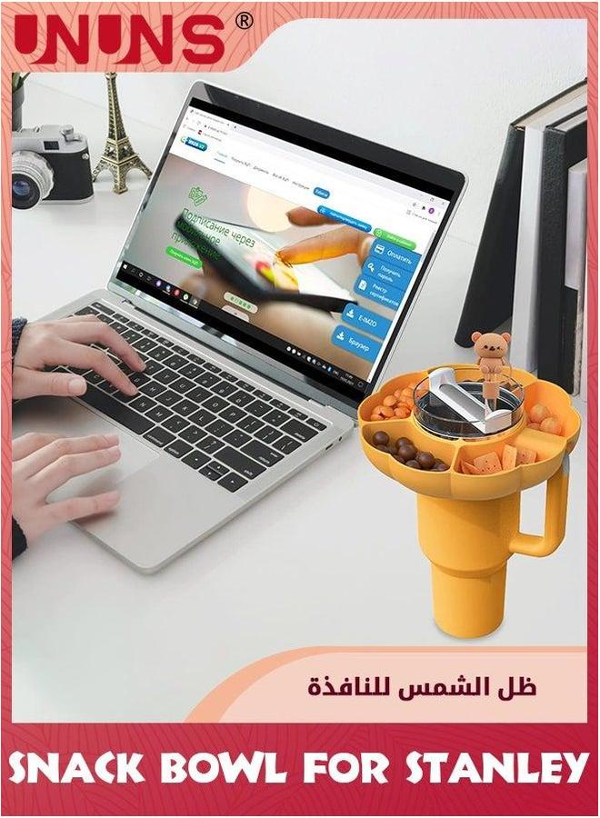 UNUNS Snack Bowl For Stanley,Snack Tray Stanley Cup 40oz,Reusable Silicone Ring With Finger Chopsticks And Straw Cover Cap Accessories,Orange - Image 3