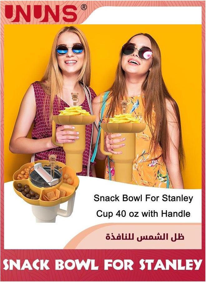 UNUNS Snack Bowl For Stanley,Snack Tray Stanley Cup 40oz,Reusable Silicone Ring With Finger Chopsticks And Straw Cover Cap Accessories,Orange - Image 5