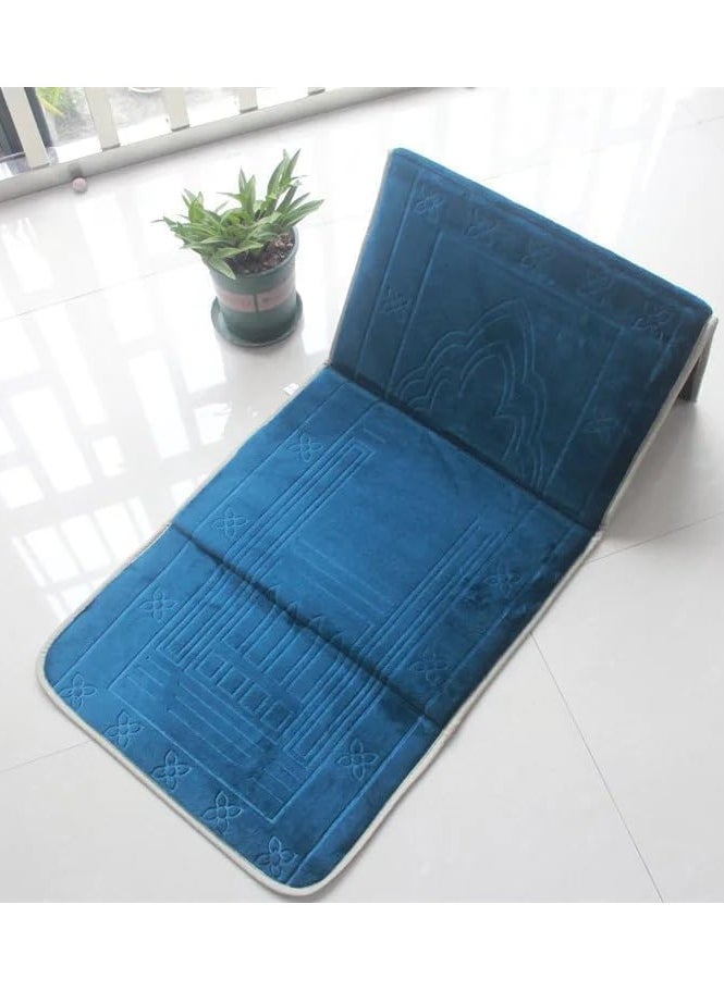 Generic - 2-in-1 Foldable Padded Prayer Rug with Backrest - Dark Blue - Image 1