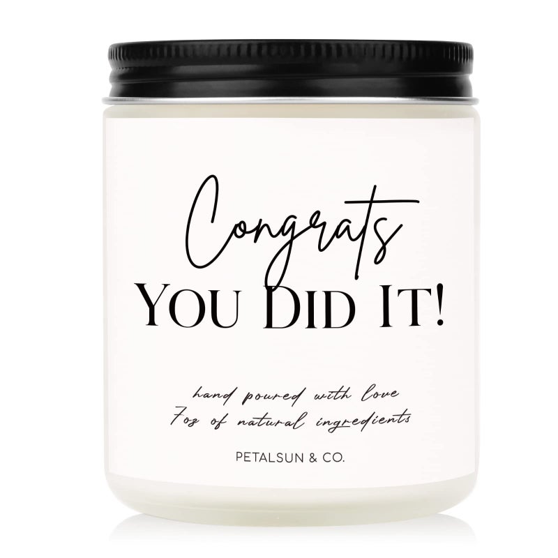PETALSUN Congratulations Graduation Gifts for Her Him  College Masters PhD Graduation Promotion New Job Gift  Handmade Lavender Scented 7oz Candle