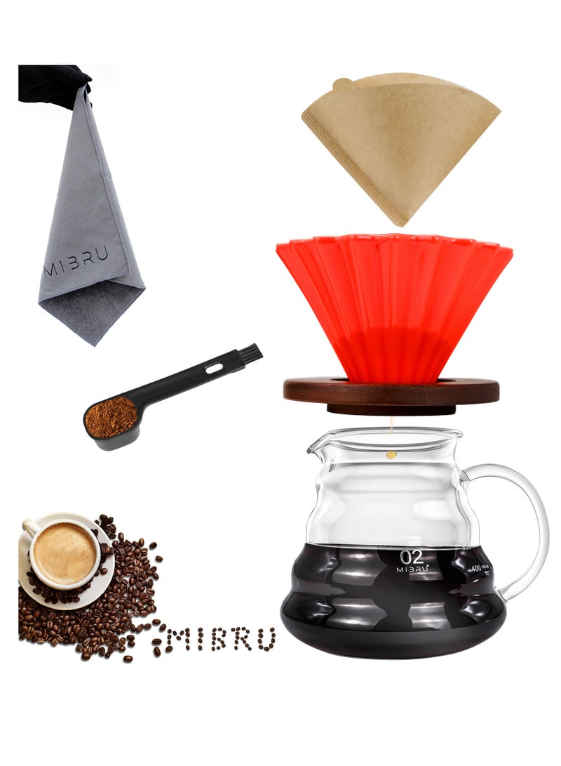 ميبرو مجموعة تقطير ادوات آلة القهوة المختصة V60 تحتوي على 5 قطع صب فوق القهوة بالتنقيط والتقطير - Image 1