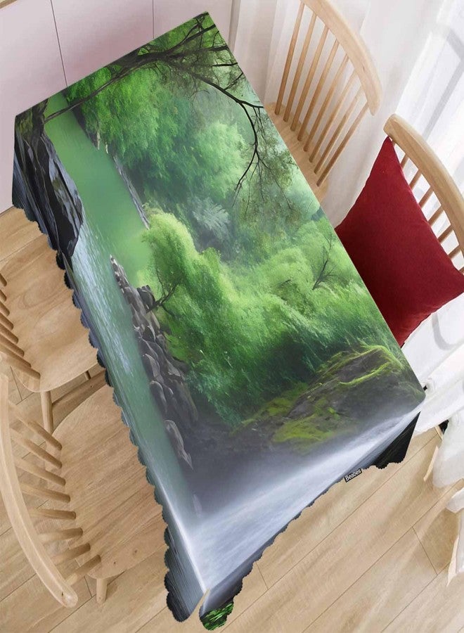 Beabes Waterfall Dinner Tablecloth Table Cover, Tropical Forest Waterfall Cave 52x70 Inch Table Cloth Dust-Proof Table Cover Protector for Home Restaurant Picnic Camping BBQ - Image 3