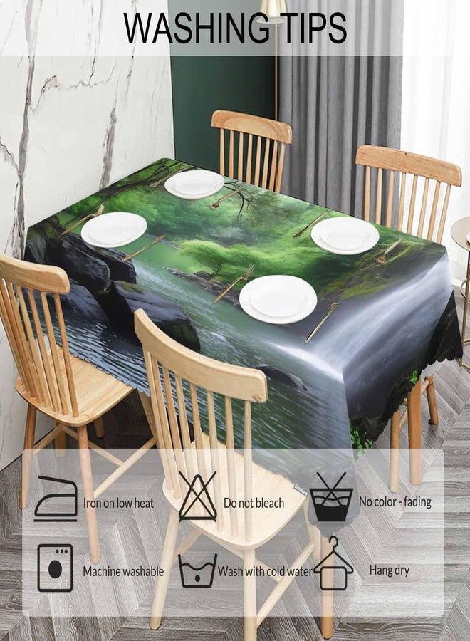 Beabes Waterfall Dinner Tablecloth Table Cover, Tropical Forest Waterfall Cave 52x70 Inch Table Cloth Dust-Proof Table Cover Protector for Home Restaurant Picnic Camping BBQ - Image 5