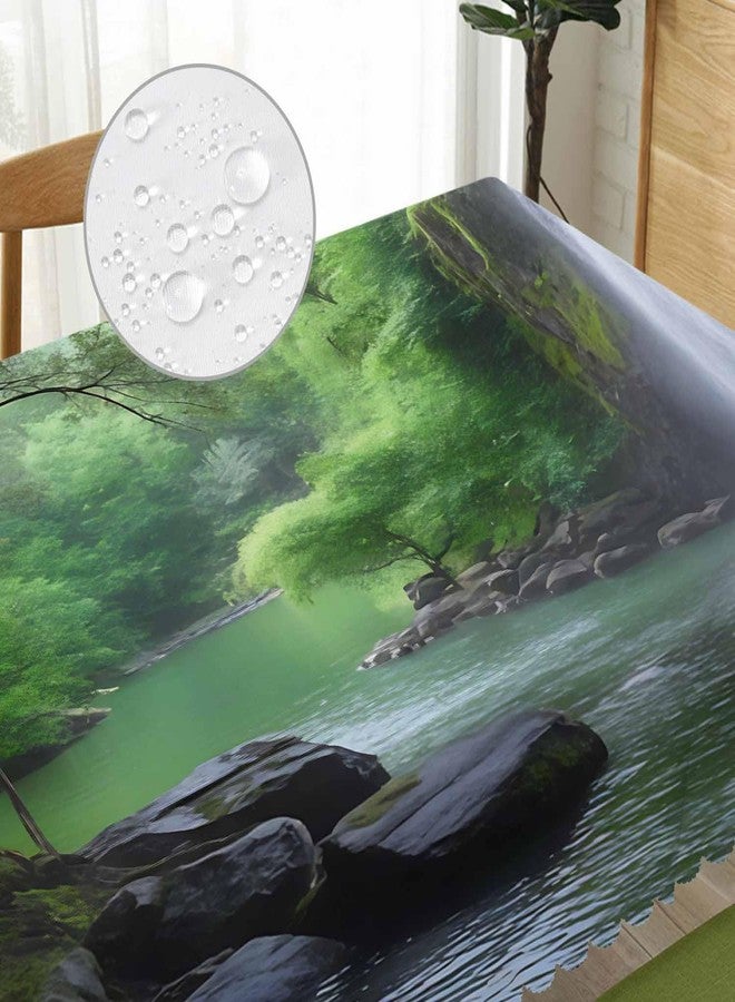 Beabes Waterfall Dinner Tablecloth Table Cover, Tropical Forest Waterfall Cave 52x70 Inch Table Cloth Dust-Proof Table Cover Protector for Home Restaurant Picnic Camping BBQ - Image 2