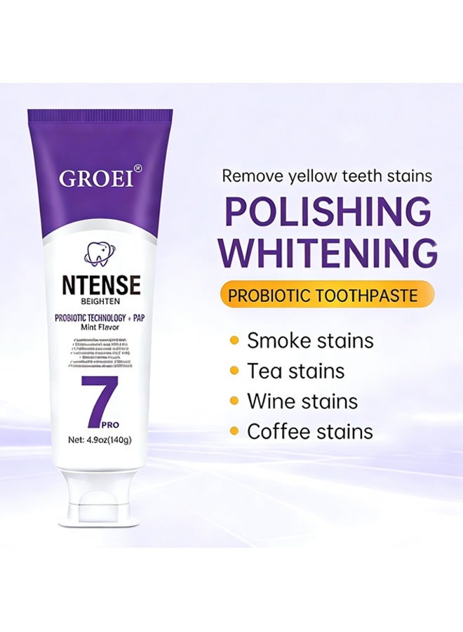 GROEI 7pro Intense Toothpaste, 7pro Intense Whitening Toothpaste With 7 Probiotics For Teeth, Natural Deep Cleaning Care toothpaste, Deep Enamel Repair & Long-Lasting Freshness (140g) - Image 3