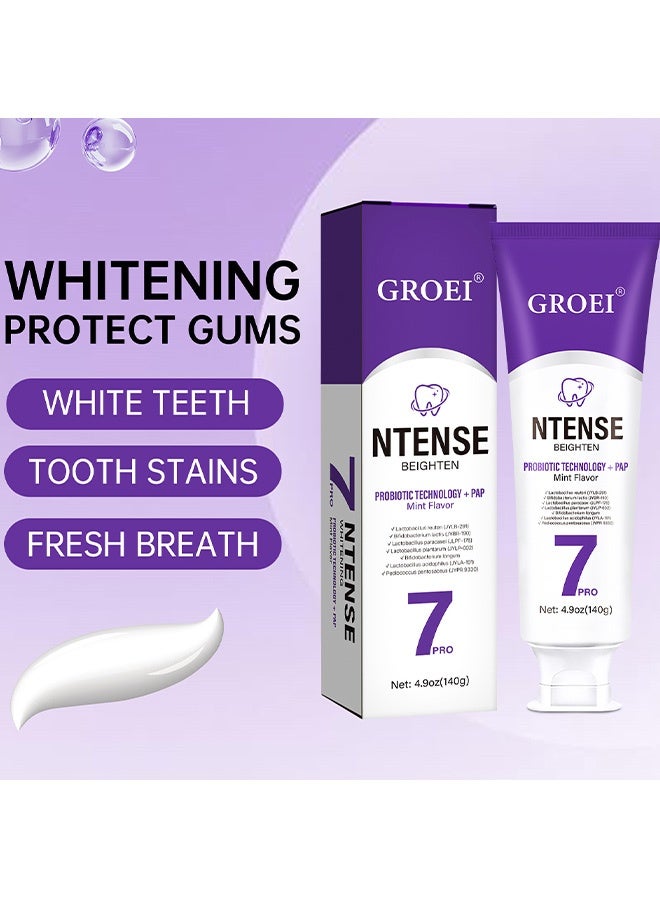 GROEI 7pro Intense Toothpaste, 7pro Intense Whitening Toothpaste With 7 Probiotics For Teeth, Natural Deep Cleaning Care toothpaste, Deep Enamel Repair & Long-Lasting Freshness (140g) - Image 4