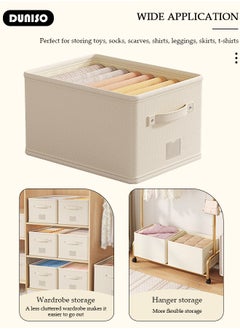 DUNISO 2 Pieces Foldable Closet Storage Organizer, Washable Closet Storage Boxes with Carrying Handles, Stackable Wardrobe Clothes Organizer, Closet Storage Basket, Cube Storage Bin for Clothes Wardrobe Home Bedroom Office  - Image 3