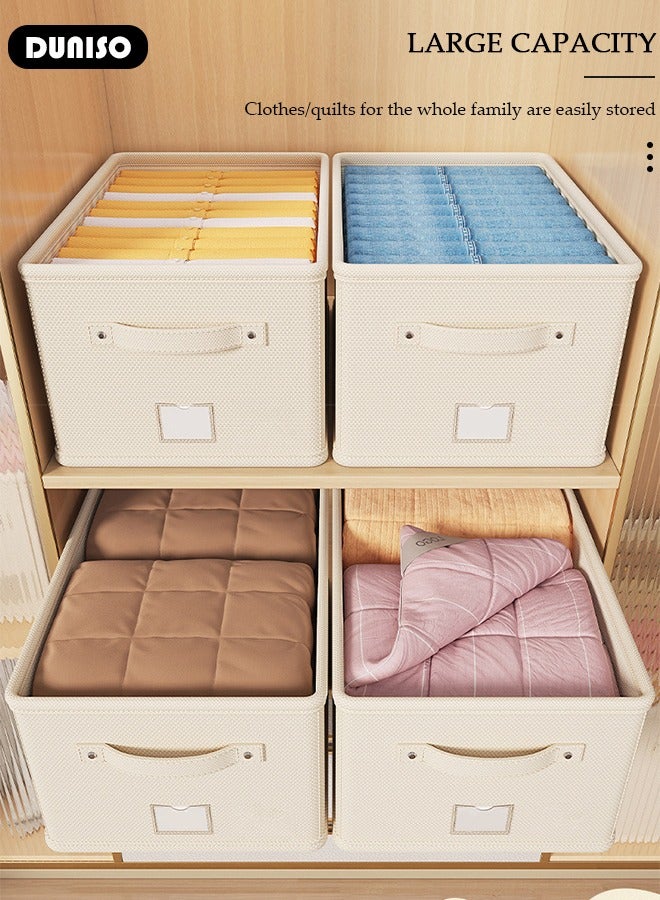 DUNISO 2 Pieces Foldable Closet Storage Organizer, Washable Closet Storage Boxes with Carrying Handles, Stackable Wardrobe Clothes Organizer, Closet Storage Basket, Cube Storage Bin for Clothes Wardrobe Home Bedroom Office  - Image 5