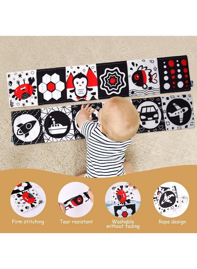 KolorFish Black and White Cloth Books High Contrast Baby Toys, 0-6 6-12 Months Soft Baby Book,Infant Tummy Time Toys,Baby Activity Crinkle Folding Educational Activity Suitable for Boys Girls (Crab) - Image 3