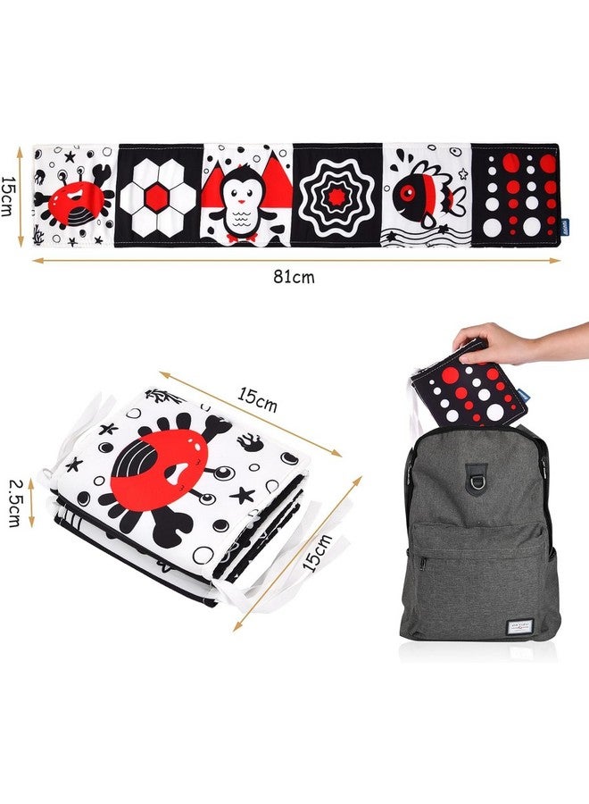 KolorFish Black and White Cloth Books High Contrast Baby Toys, 0-6 6-12 Months Soft Baby Book,Infant Tummy Time Toys,Baby Activity Crinkle Folding Educational Activity Suitable for Boys Girls (Crab) - Image 2