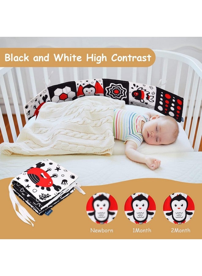 KolorFish Black and White Cloth Books High Contrast Baby Toys, 0-6 6-12 Months Soft Baby Book,Infant Tummy Time Toys,Baby Activity Crinkle Folding Educational Activity Suitable for Boys Girls (Crab) - Image 5