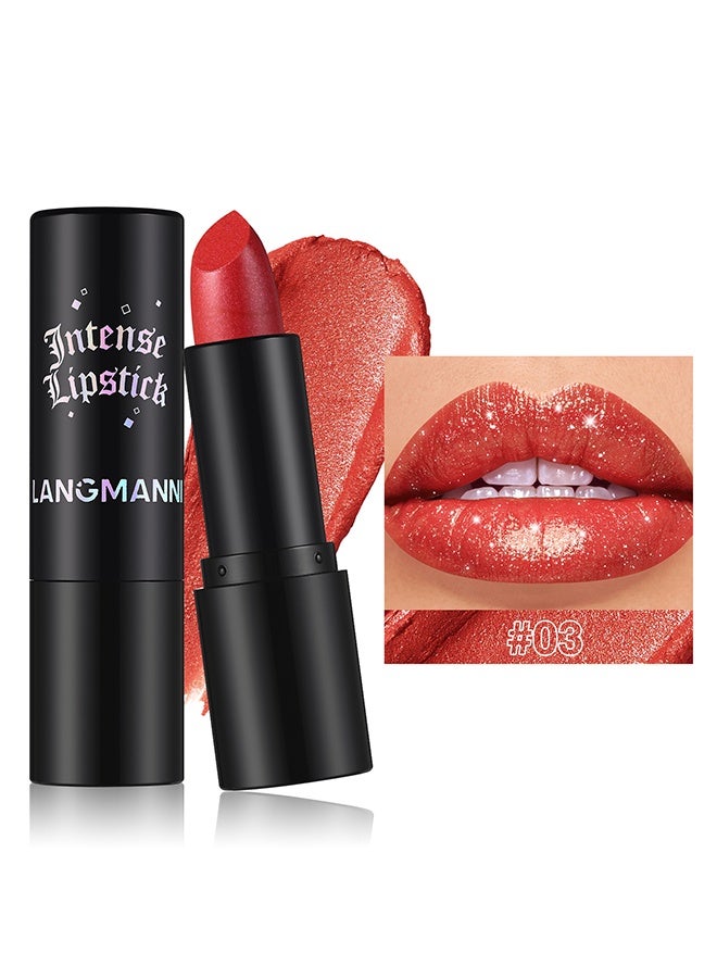 LANGMANNI Glitter Metallic Shimmer Lipstick Moisturizing Creamy Texture High Pigment Sparkling Party Daily Lip Makeup Cosmetic,4g‑#03 - Image 1