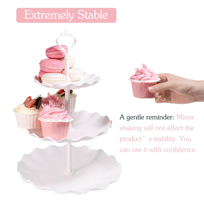 Horchen 15 PCS Dessert Table Display Set White Cupcake Stand,3 Tiered Tray Stand Cup Cake Tower Holder, Cake Stand Serving Trays Dessert Display Stands for Tea Party Wedding Baby Shower-White - Image 5