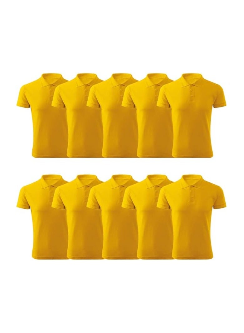 PRINTSHOP4ME Pack of 10 Pcs Men's Regular-Fit Golf Polo T-shirt Pure Cotton Short Sleeve 220 GSM Basic Colors  - Image 1