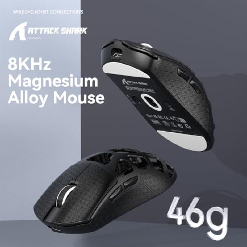 ATTACK SHARK R3 Magnesium Alloy Mouse Wireless 8K Mouse 46g SUPERLIGHT Mouse PixArt PAW3395 Gaming Sensor BT 2.4G Wired Gaming Mouse Adjustable DPI 26000 Office Mice for Win11 Xbox PS Mac -Black - Image 2