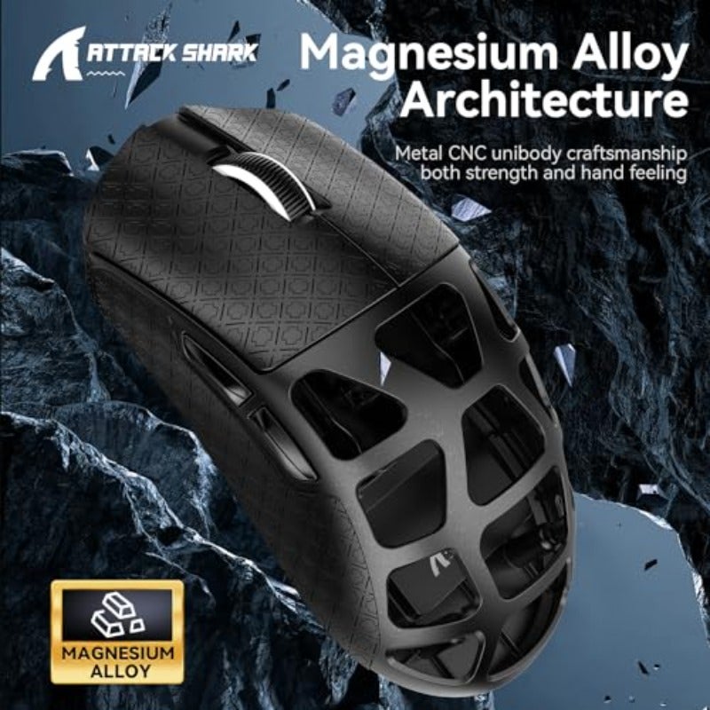 ATTACK SHARK R3 Magnesium Alloy Mouse Wireless 8K Mouse 46g SUPERLIGHT Mouse PixArt PAW3395 Gaming Sensor BT 2.4G Wired Gaming Mouse Adjustable DPI 26000 Office Mice for Win11 Xbox PS Mac -Black - Image 3