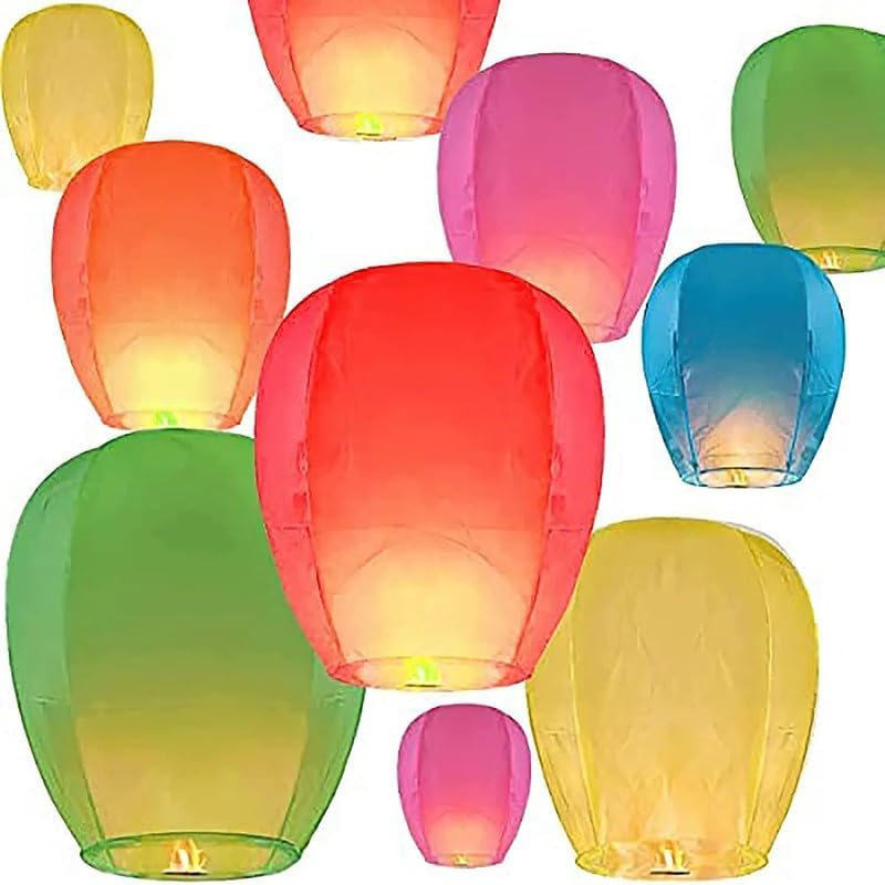 sudyut Paper Sky Lanterns Multicolour Hot Parachute Air Balloon Flying Night Sky Light Lamp with Fuel Wax Candle for Make a Wish/Diwali/Christmas/Birthday/All Festival/Wishing/Parties (Sef of 5) - Image 5