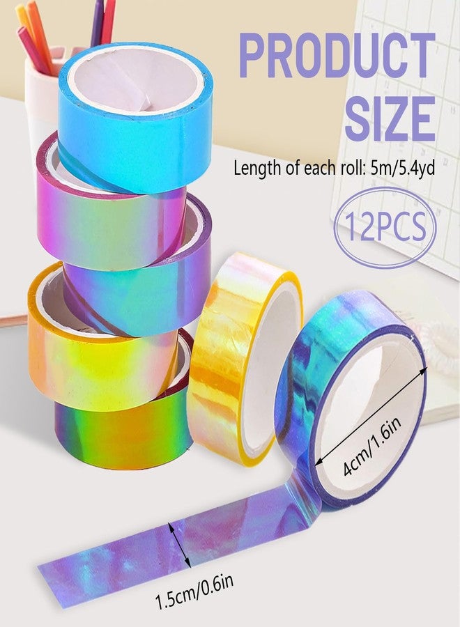 BangBoom 12 Rolls Holographic Tape Set, Colorful Glitter Stickers DIY Craft Wrap - Image 2