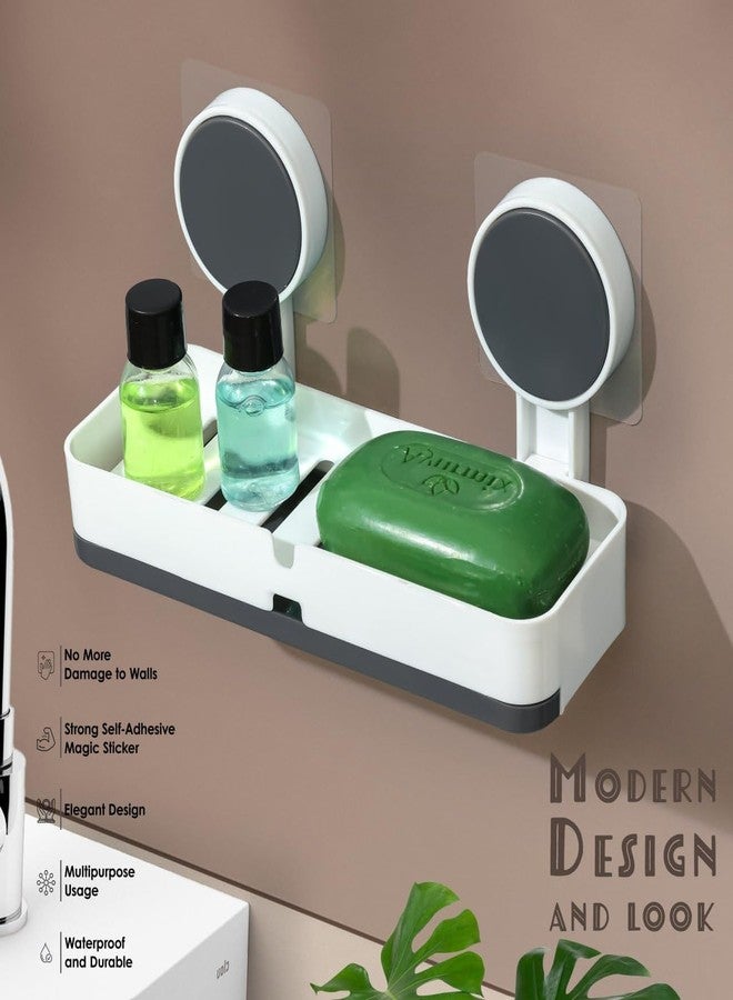 AUREUS Self Adhesive Magic Sticker ABS/Plastic Wall Mounted Soap Holder for Kitchen and Bathroom (Medium, White Double Soap Box) - Image 5