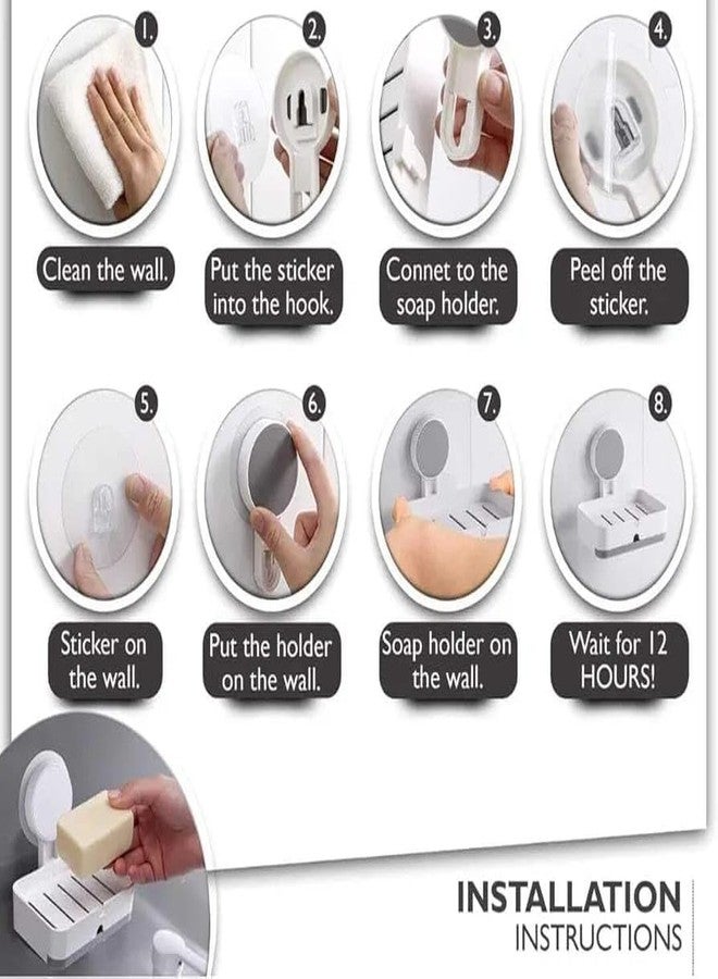 AUREUS Self Adhesive Magic Sticker ABS/Plastic Wall Mounted Soap Holder for Kitchen and Bathroom (Medium, White Double Soap Box) - Image 4