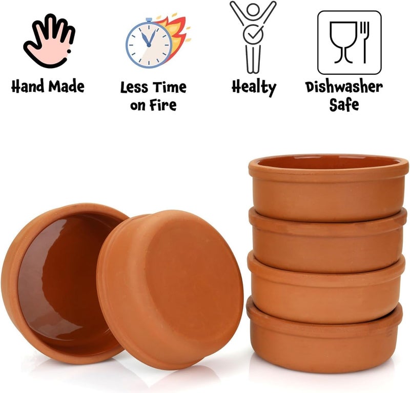 Clay Pot for Cooking - Handmade Oven Bowl Tajine Cooking Pot - Microwave & Oven Safe - 3 Piece - Image 4