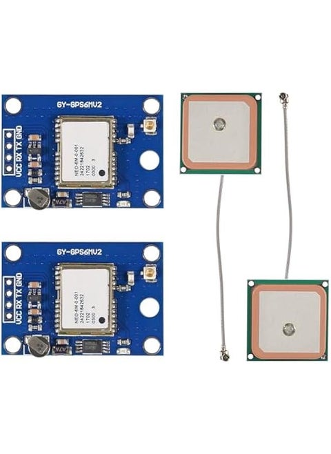 2PCS GY-NEO6MV2 NEO-6M GPS Flight Controller Module 3V-5V with Super Strong Ceramic Antenna EEPROM APM 2.5 for for Arduino IOT Pi GPIO Flight Control
