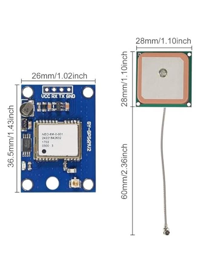 Arabest - 2PCS GY-NEO6MV2 NEO-6M GPS Flight Controller Module 3V-5V with Super Strong Ceramic Antenna EEPROM APM 2.5 for for Arduino IOT Pi GPIO Flight Control - Image 1
