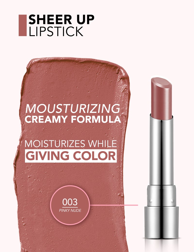Flormar Sheer Up Lipstick 003 Pinky Nude Pinky Nude - Image 3